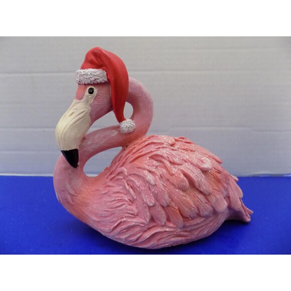 NEW Christmas Santa Flamingo Statue Figurine Florida Coastal Beach Casey Key - Picture 5 of 6